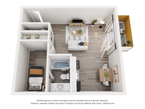 Floor plan for studio, 1 bath, 440 sqft